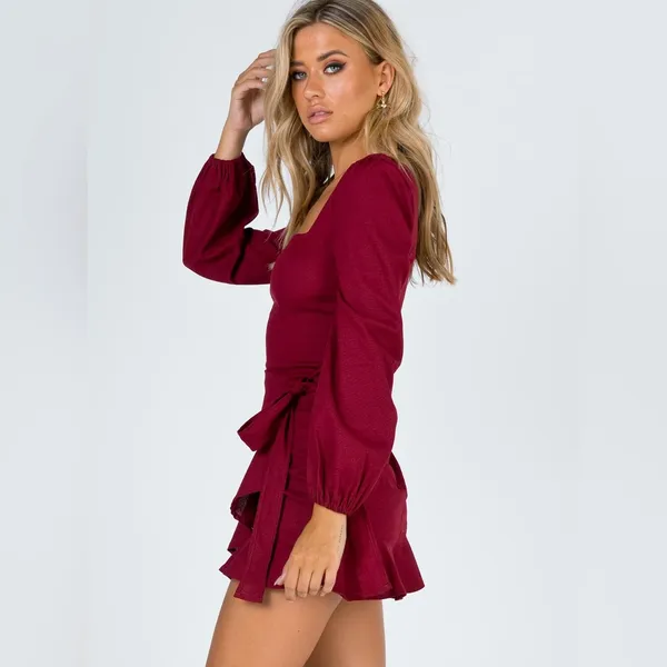 Princess Polly The Villa Mini Dress In Burgundy Size 6 - Image 7