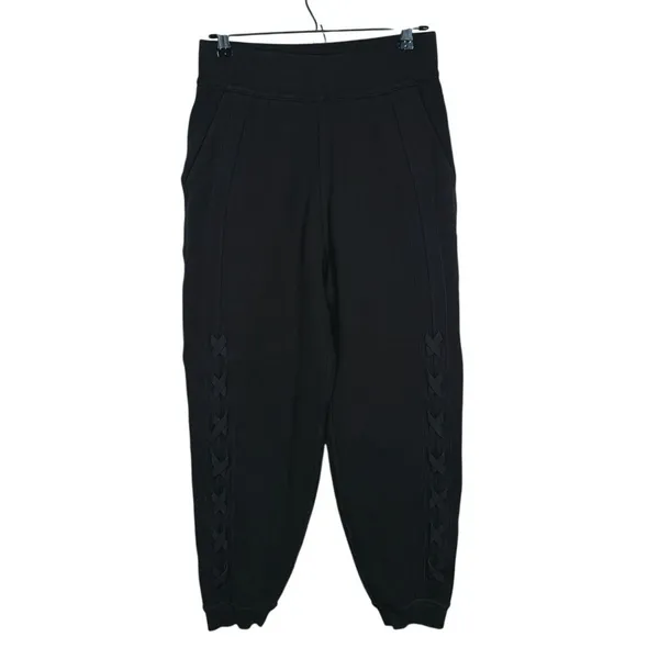 Lululemon Womens Braided Detail High Rise Joggers Size 6 Black Lounge Comfort - Image 2
