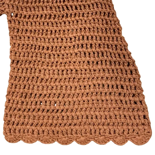 Forever 21 Retro Crochet Knit Bell Sleeves Crop Top 100% Cotton Size Small Brown - Image 6