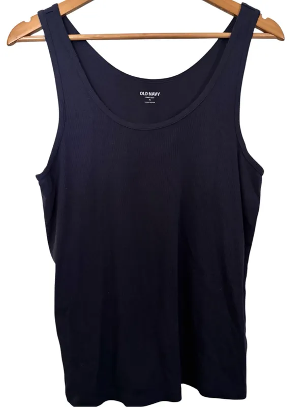 💥 Old Navy First Layer Dark Navy Ribbed Scoop Tank - Image 3