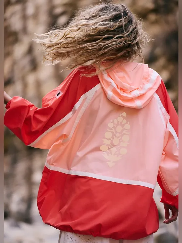 Free People Like The Wind Logo Jacket - Peach Combo - Image 4