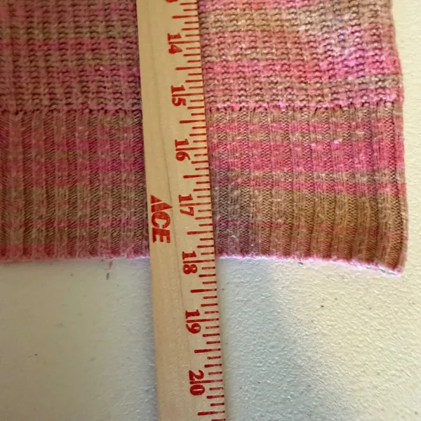 Aerie Cotton Wool Sweater Medium Pink Striped Quarter Zip Pullover Soft Girl - Image 5