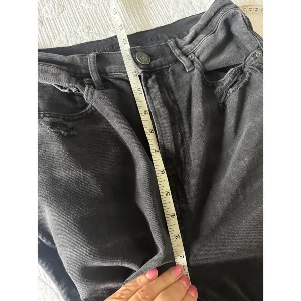 American Eagle 90s Boyfriend Jeans Womens 8 Black Highest Rise Distressed Grunge - Image 7
