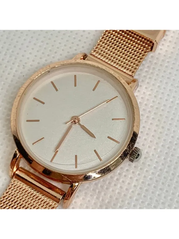 Rose gold tone women’s watch 28mm quartz analog adjustable mesh band running - Image 3