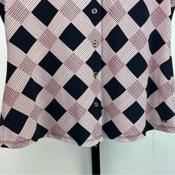 Y2K Tommy Hilfiger Sleeveless Button Front Top Womens Small Plaid Stretch Preppy - Image 5