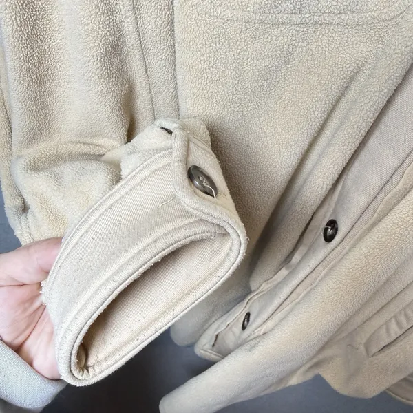BiBi Fleece Buttoned Down Oversized Shirt Jacket Tan Fall Winter Women’s Size XL - Image 10