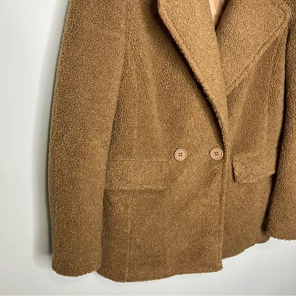 JouJou teddy bear blazer pea coat style‎ coat size small caramel colored - Image 2