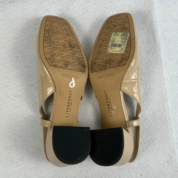 Liverpool Getty Slingback Block Heels Square Toe Dress‎ Shoes Beige Women's 7.5M - Image 9