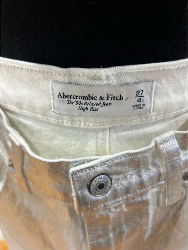 Abercrombie & Fitch The '90s Relaxed High Rise Silver Jeans Size 27 4R - Image 4