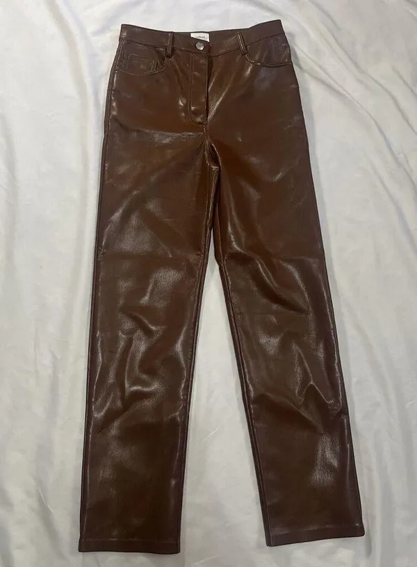 Wilfred The Melina High-Waisted Vegan Leather Pants In Cognac Brown Size 4 - Image 4