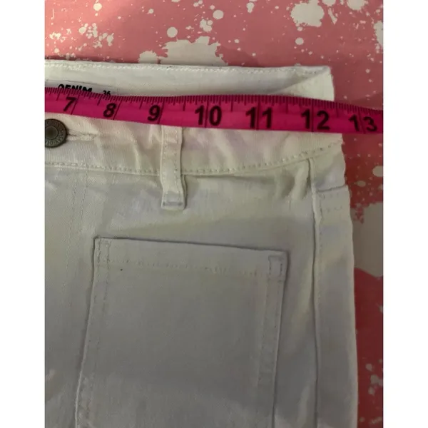 Sinsay Denim High Rise White Flared Leg Stretch Pockets Sz 24 Waist 32 Inseam - Image 12