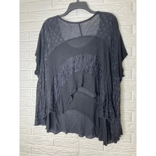 Free People anything & everything black‎ asymmetrical top women's size medium - Image 7