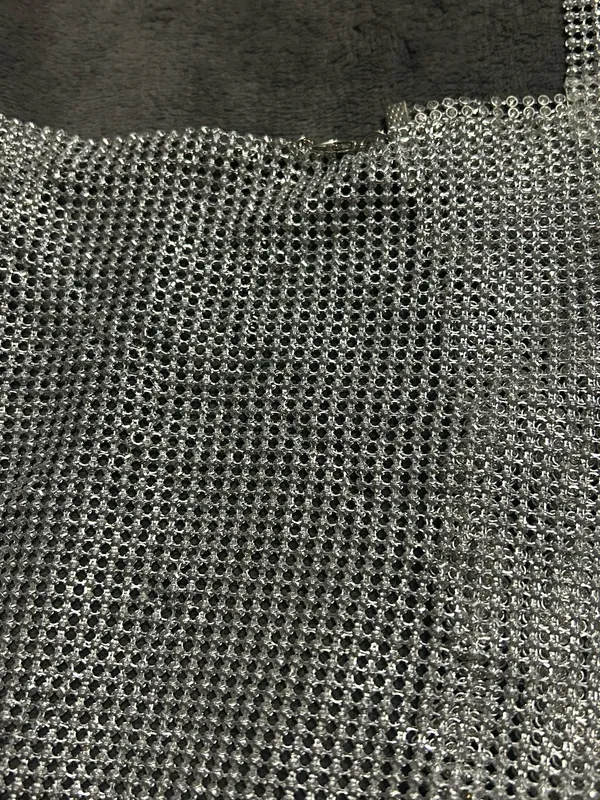 SheIn NWOT Rhinestone Detail Metallic Open Back Silver Top - Image 6