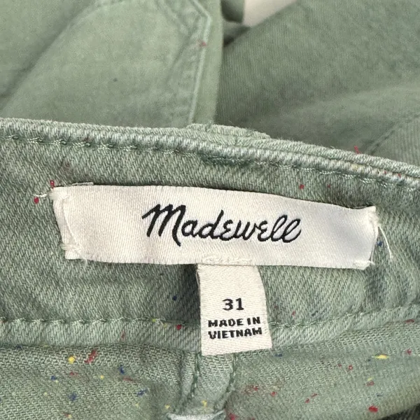 Madewell High Rise Utility Shorts Sage Green Flecked Button Fly L8678 Size 31 - Image 5