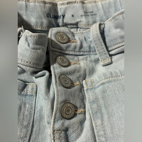 Old Navy Sky Blue High Waist Girls Button Up Shorts - Image 3