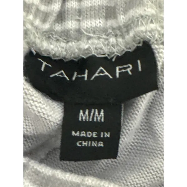 Tahari Womens M Pajama Set Gray White Stripe Button Front Top Pants 2 Piece - Image 12