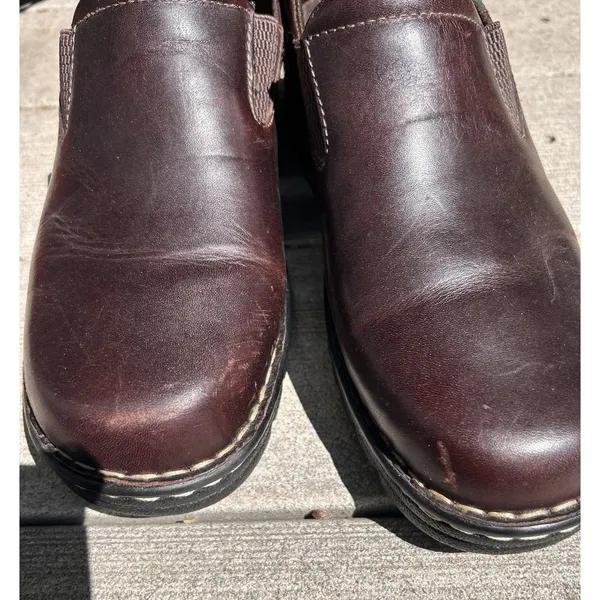 Eastland Newport Womens 10W Dark Brown Leather Slip On Clogs Shoes Granola Girl - Image 7
