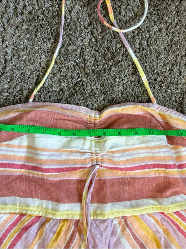 Anthropologie Savannah Halter Striped Dress US Women 4 Orange Boho-Style - Image 6
