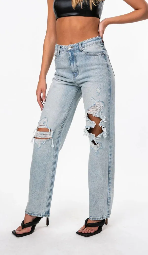 Edikted Wide Or Die Ripped Jeans - Image 2