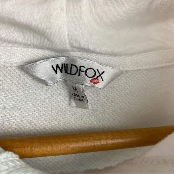 Wildfox Blue & White Tie Dye Cropped Lounge Hoodie Sweatshirt Top M - Image 4