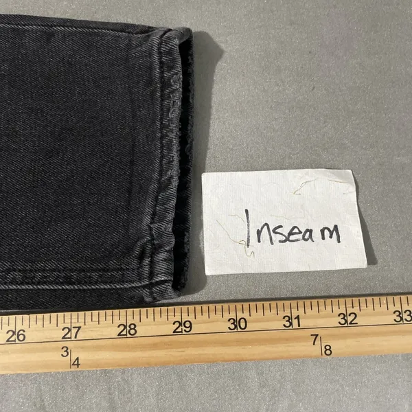 American Eagle Mom Jeans Size 4 Long Black Distressed Denim Emo Grunge Thrashed - Image 12