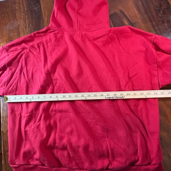 GAP Womens Red Fleece Pullover Hoodie Sweatshirt Size Large Tall Relaxed Fit - Image 7