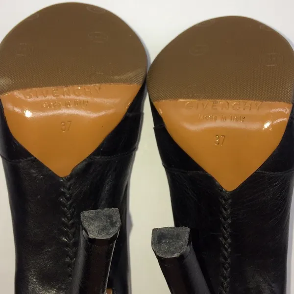 Givenchy Peep Toe Hidden Platform High Heel/Ankle Strap Pump in Black Leather - Image 9