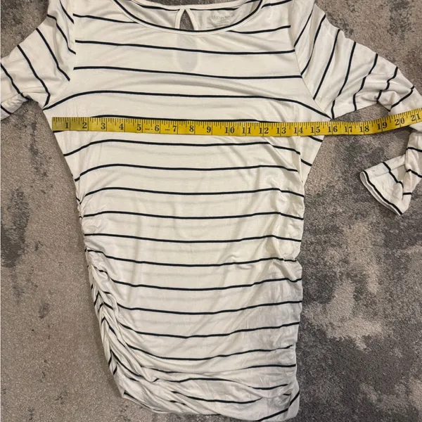 Motherhood Black and White Striped 3/4 Sleeve Top - Image 5