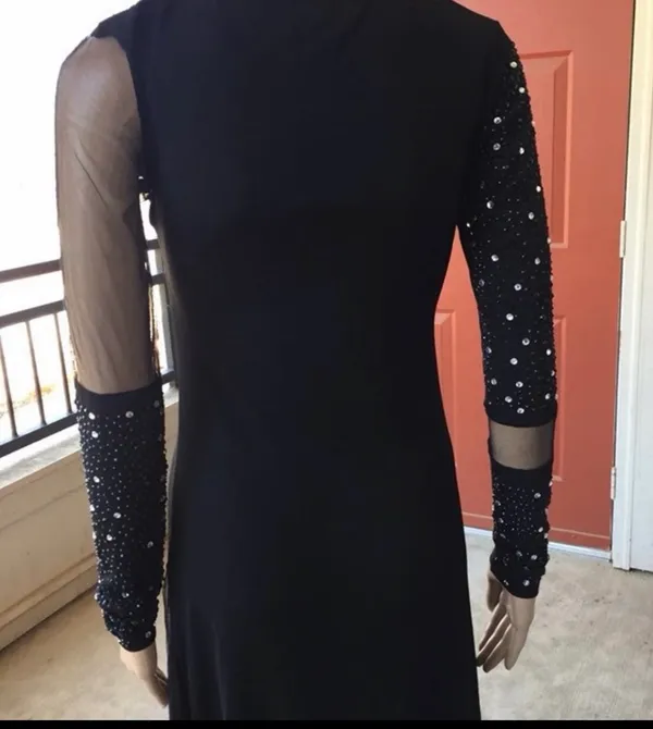 Juss Elegant Black Sheer-Panel Evening Gown stretch - Image 6