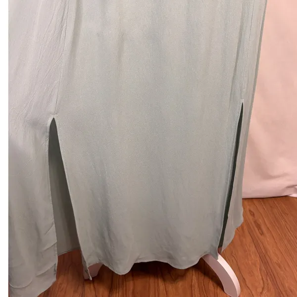Womens Maxi Skirt Small Sage Green Side Slit Rayon Boho‎ Minimalist USA Cottage - Image 4