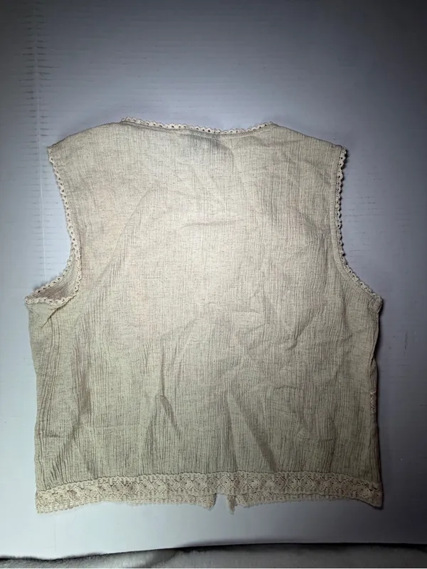 ASOS Cream Lace-Trim Sleeveless Button-Down Top - Image 6
