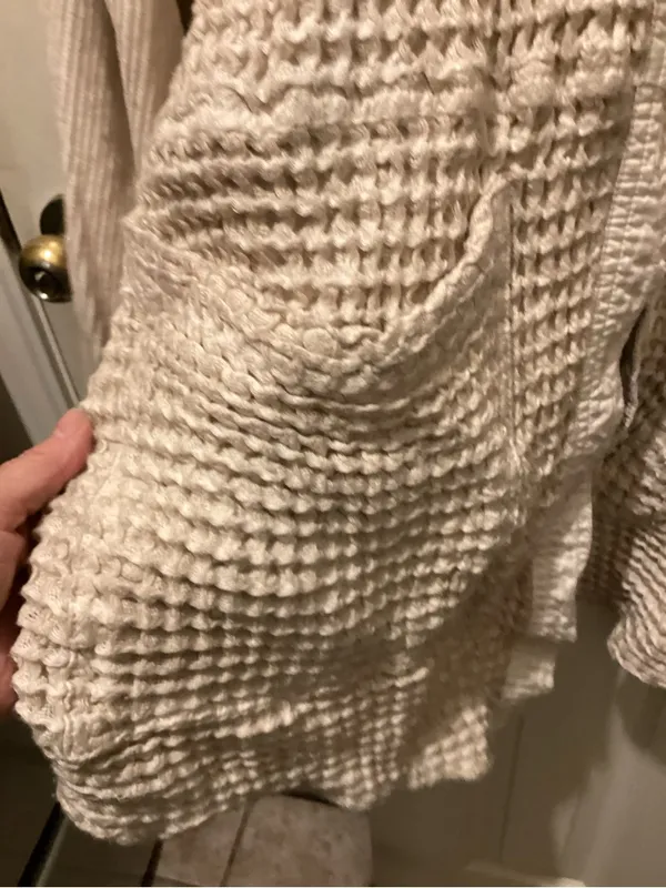 BDG Cream Waffle-Knit Button Front Cardigan - Image 3