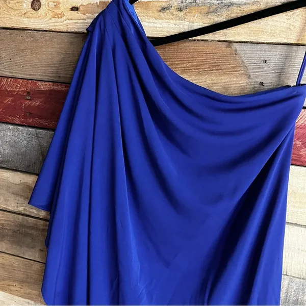 Badgley Mischka Mark & James Blue One Shoulder Dress‎ Size Small - Image 4
