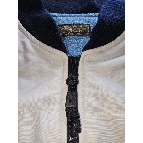VINTAGE Old Navy Vest Womens Large Full Zip Nylon Shell Fleece - Image 3