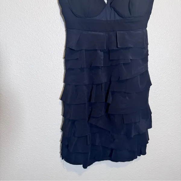 Alexander Wang Black Silk Bustier Silk Mini Dress Womens 4 Ruffled Tiered Goth - Image 6