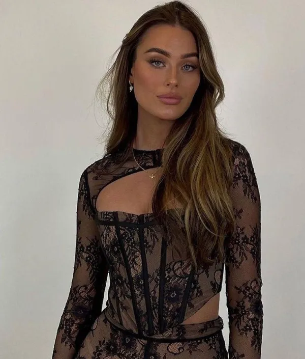 House Of CB BRIELLE BLACK LACE PEPLUM SLEEVE CORSET TOP - Image 7