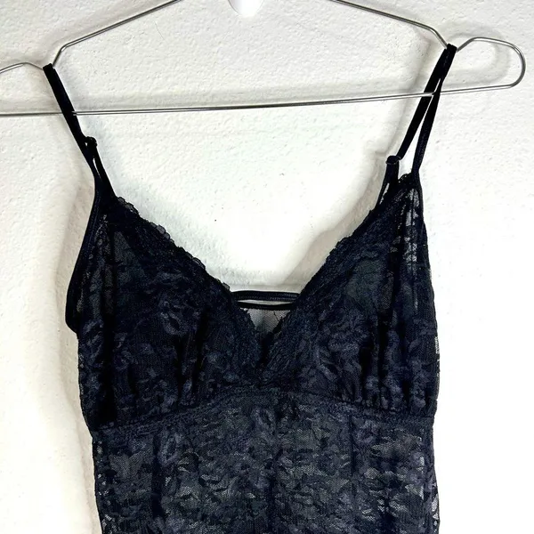 Black Sheer Lace Slip Dress - Size Small - Image 4