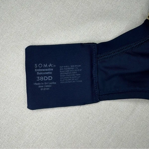 Soma Embraceable Lace Balconette Bra Navy Blue 38DD - Image 9
