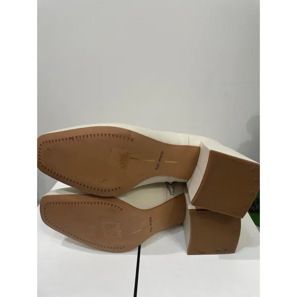 Dolce Vita Imogen H2O Ivory Leather Waterproof Square Toe‎ Block Heel Boots 6 - Image 6