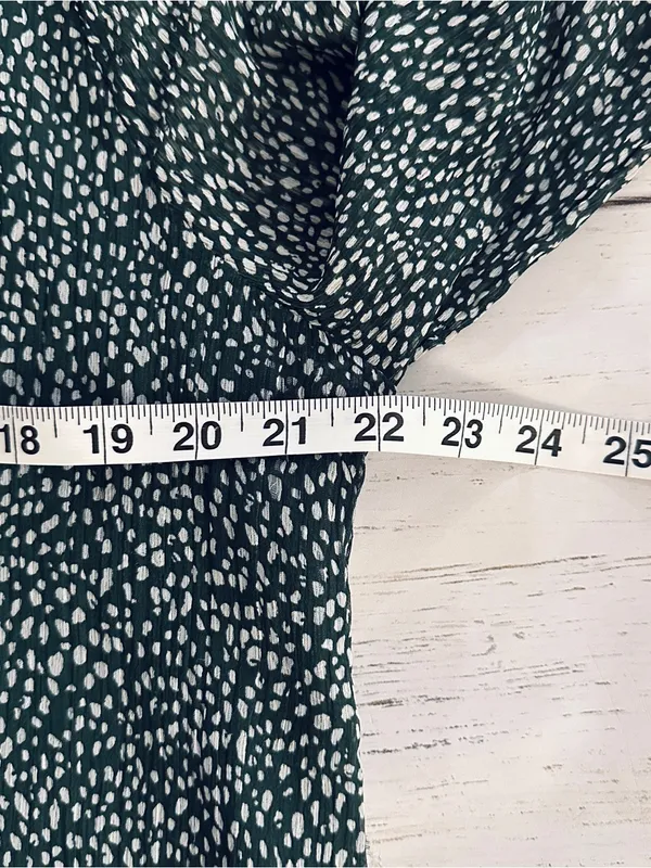 Joie Arctic Animal Spot Mini Dress XL Green Balloon Sleeve Speckle Print Flowy - Image 10