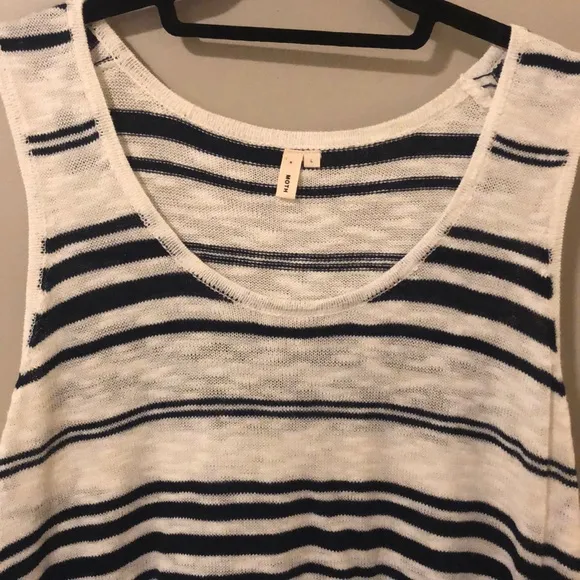 Anthropologie • Moth Navy / White Striped Tank Top (Size L) - Image 2