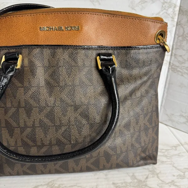 Michael Kors Aubrey Large Satchel Brown/Luggage women's bag shoulder purse‎ - Image 5