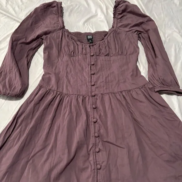 BDG Urban Outfitters Mauve Brown Puff Sleeve Button Front Mini Dress Size Small - Image 5