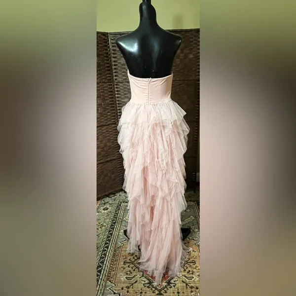NEW Faeriesty Pink Lace Bodice Contrast Layered Mesh Hem Prom Dress Size Medium - Image 4