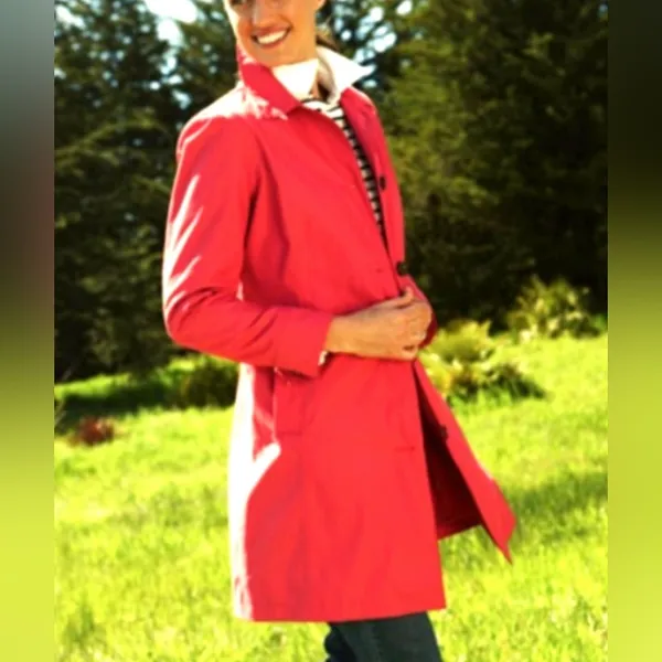 Lands’ End Crimson Dawn Harbour Cottage Trench Coat‎ Sz L Minimalist Boho-Chic - Image 2