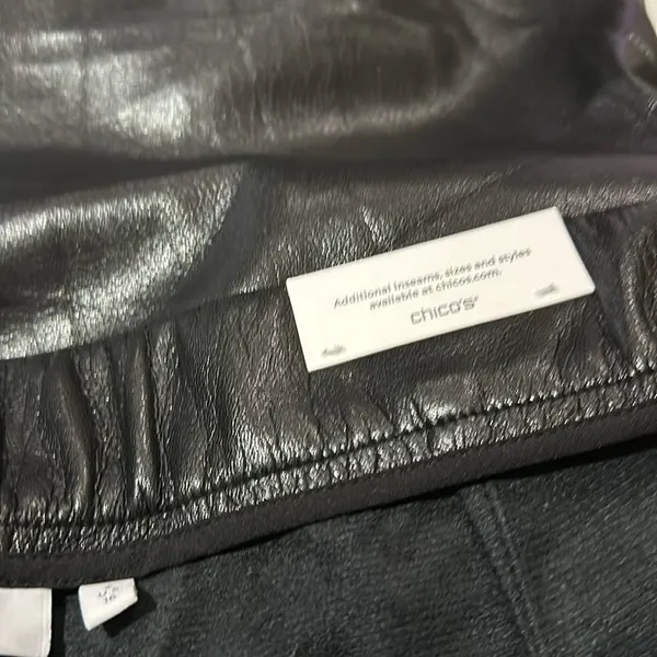 NWT Chico's Faux Leather Cutwork Hem Wide Leg Trousers Black US Size 16 - Image 4