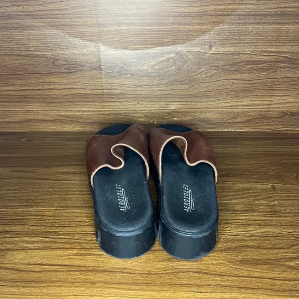 Aerosoles brown leather chunky Slip on sandals slides Jesus gladiator style - Image 3