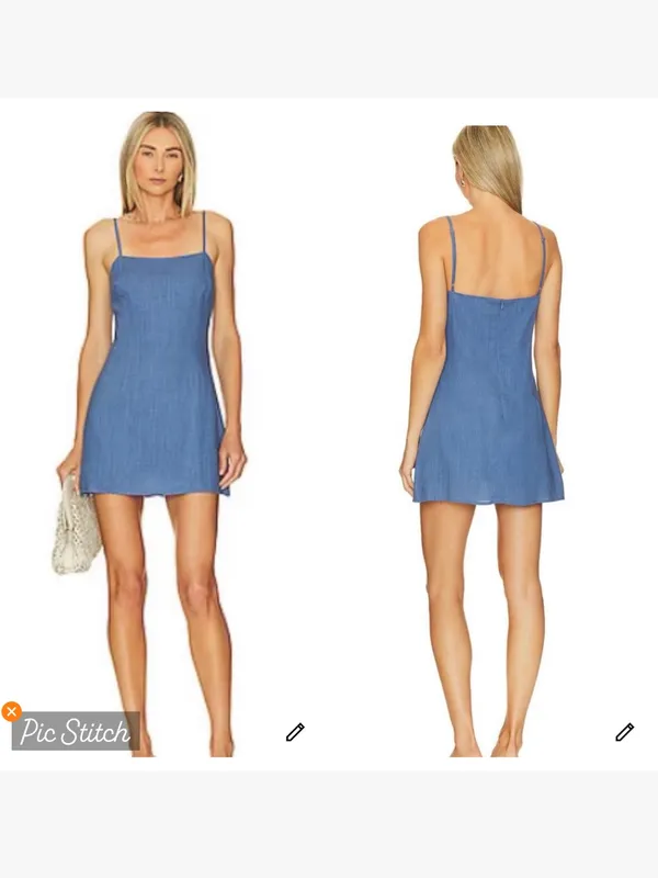 SNDYS x Revolve Blue Linen Mini Dress - Image 2