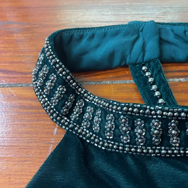 NWT NBDxRevolve Lourdes Green Velvet High Neck Beaded Open Back Mini Dress~ L🧡🎀 - Image 13