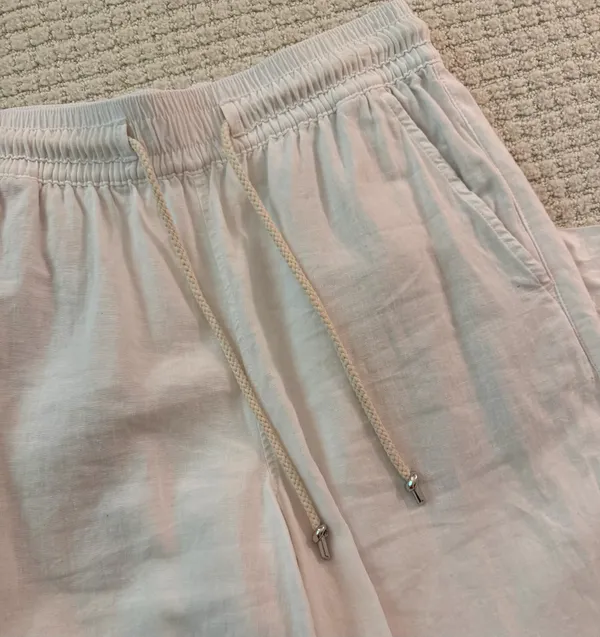 White Linen Drawstring Pant  - Image 4